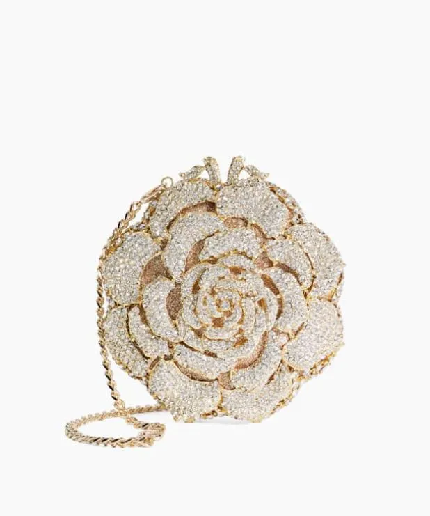 Dune London Clutch Bags Women Floral Diamante Embellished Clutch Metallic