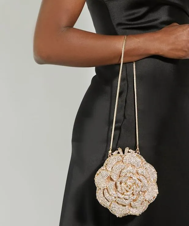Dune London Clutch Bags Women Floral Diamante Embellished Clutch Metallic