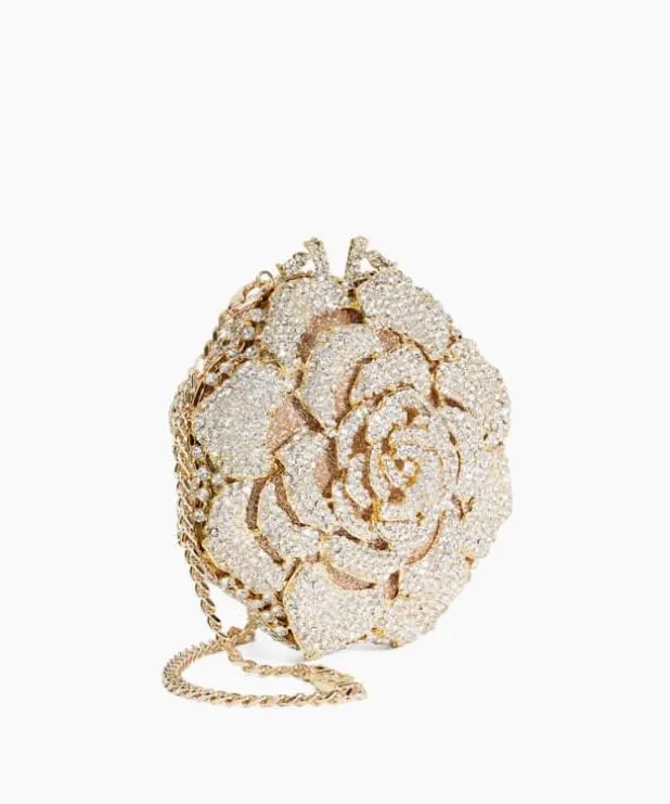 Dune London Clutch Bags Women Floral Diamante Embellished Clutch Metallic