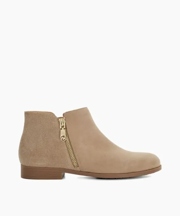 Dune London Flat Boots Women Croc Effect Detail Low Heel Boots Neutral