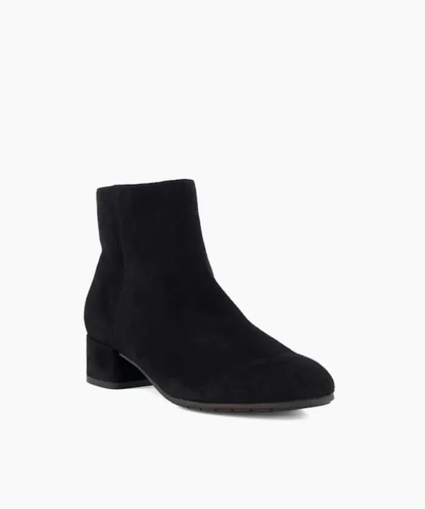 Dune London Flat Boots Women LowHeel Suede Black Ankle Boots Black