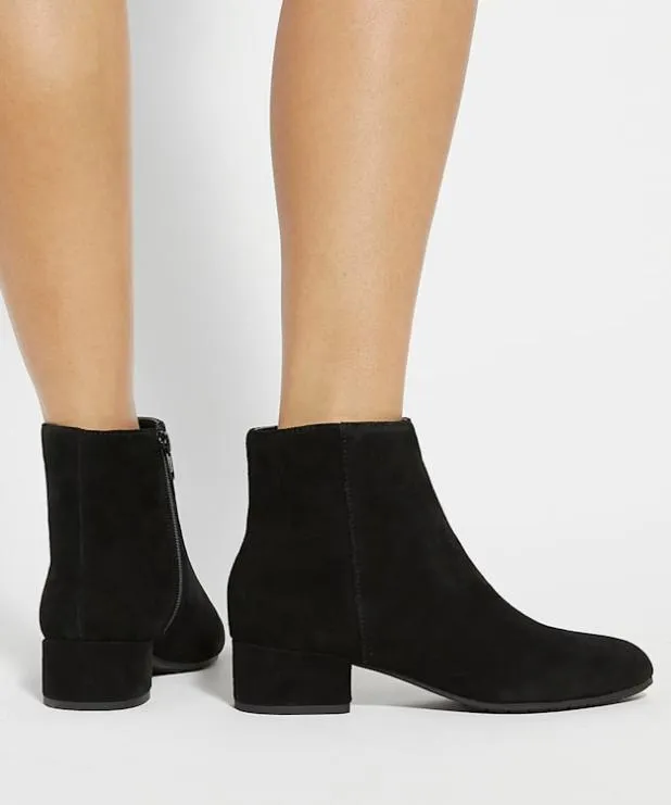 Dune London Flat Boots Women LowHeel Suede Black Ankle Boots Black
