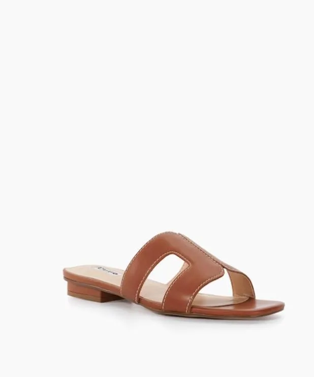 Dune London Flat Sandals Women Smart Slider Sandals Brown