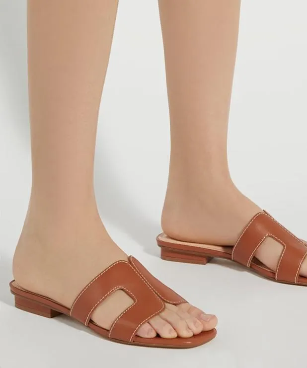 Dune London Flat Sandals Women Smart Slider Sandals Brown