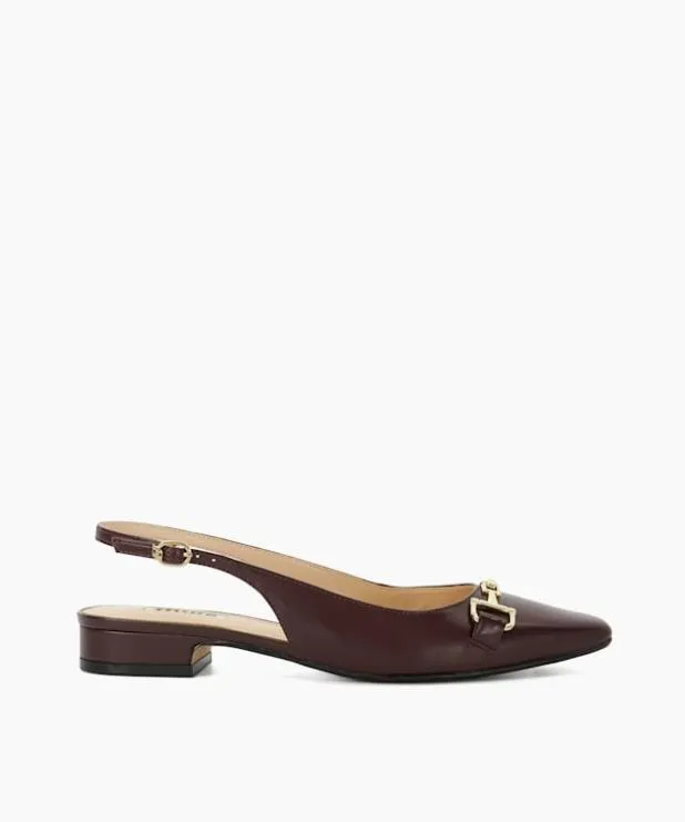 Dune London Flat Shoes Women Branded Snaffle Trim Slingback Flats Red