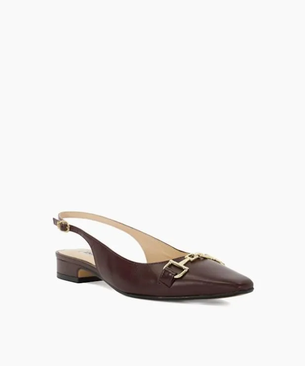 Dune London Flat Shoes Women Branded Snaffle Trim Slingback Flats Red