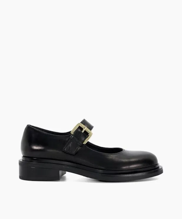 Dune London Flat Shoes Women Leather Low Heel Mary Janes Black