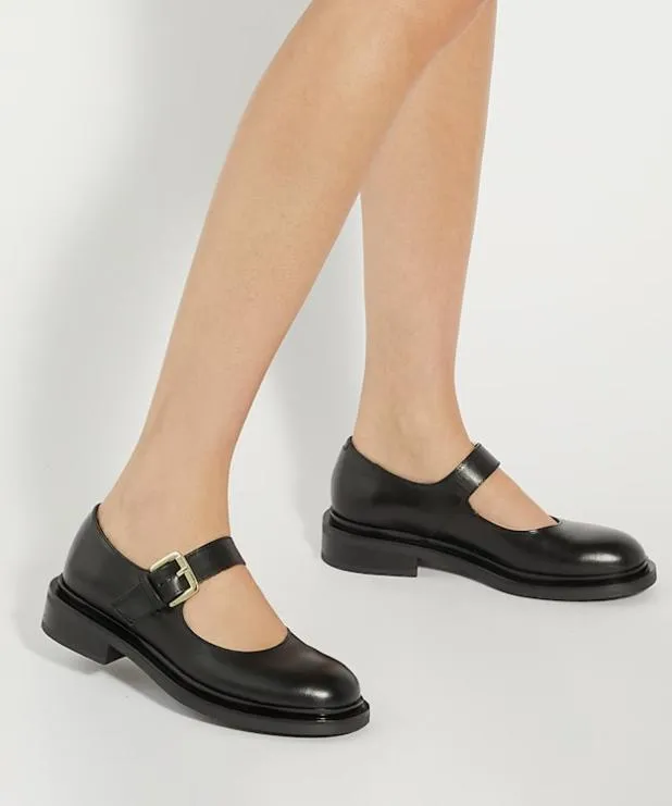 Dune London Flat Shoes Women Leather Low Heel Mary Janes Black