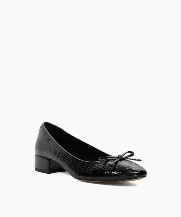 Dune London Flat Shoes Women Low Block Heel Ballet Flats Black Synthetic