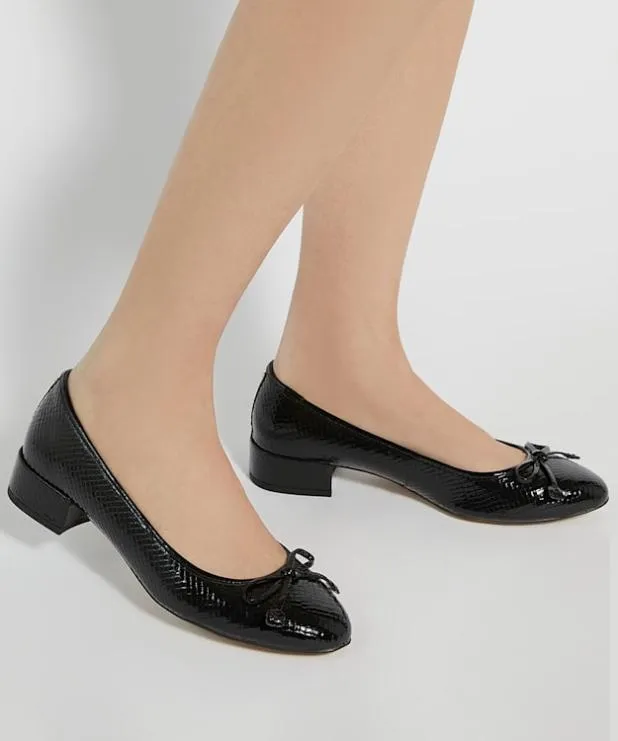 Dune London Flat Shoes Women Low Block Heel Ballet Flats Black Synthetic