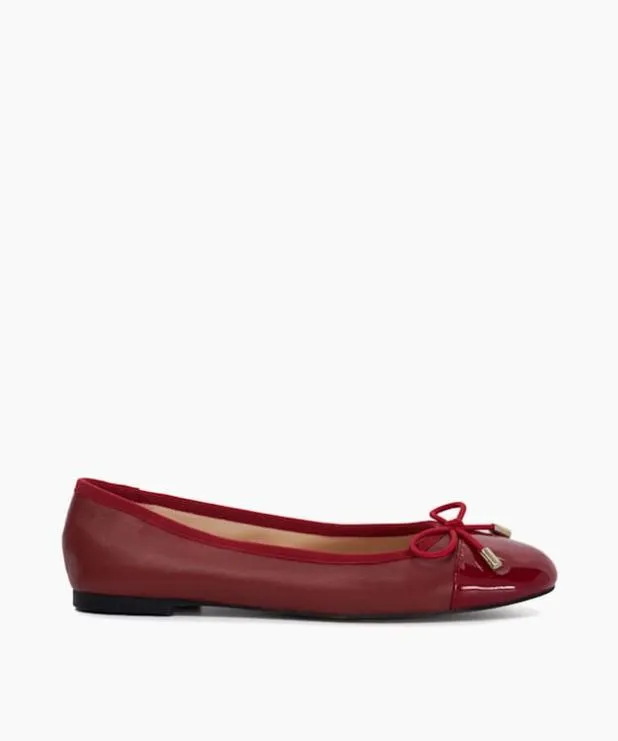 Dune London Flat Shoes Women Toe Cap Ballet Pump Red