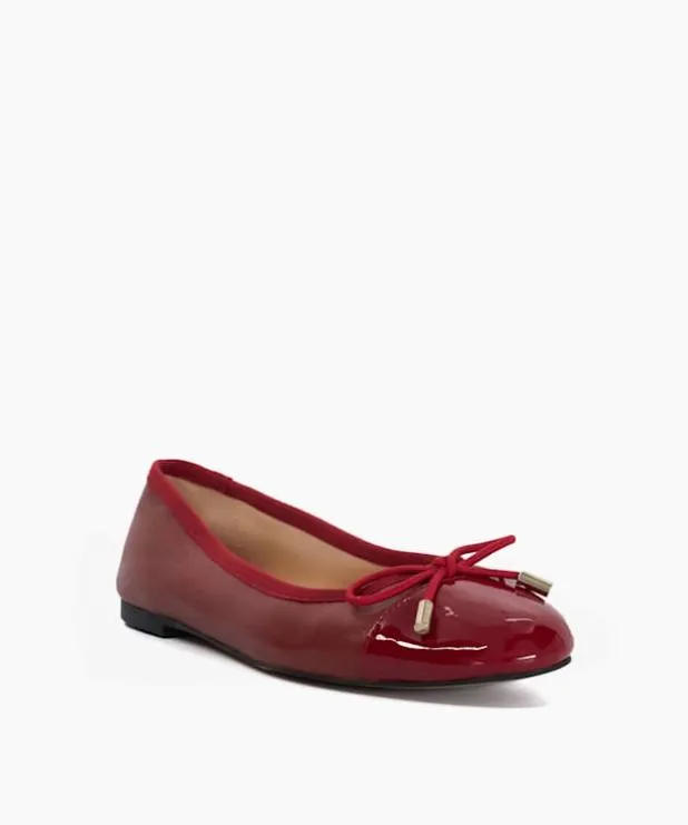 Dune London Flat Shoes Women Toe Cap Ballet Pump Red