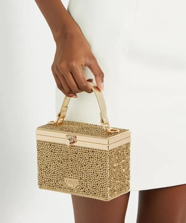 Dune London Handbags Women Diamante Detail Grab Handle Clutch Bag Metallic