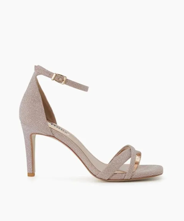 Dune London Heeled Sandals Women Ankle Strap Open Toe Sandals Metallic