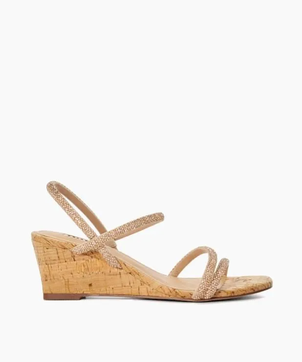 Dune London Heeled Sandals Women Embellished Strap Cork Wedge Sandals Pink