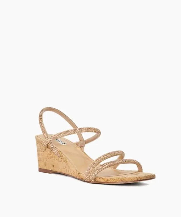 Dune London Heeled Sandals Women Embellished Strap Cork Wedge Sandals Pink