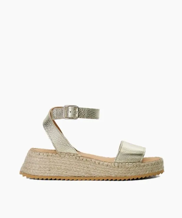 Dune London Heeled Sandals Women Leather Raffia Flatform Sandals Metallic