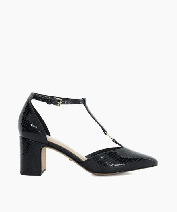 Dune London Heels Women Almond Toe Block Heel Shoes Black
