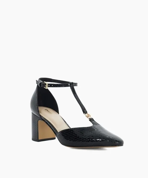 Dune London Heels Women Almond Toe Block Heel Shoes Black