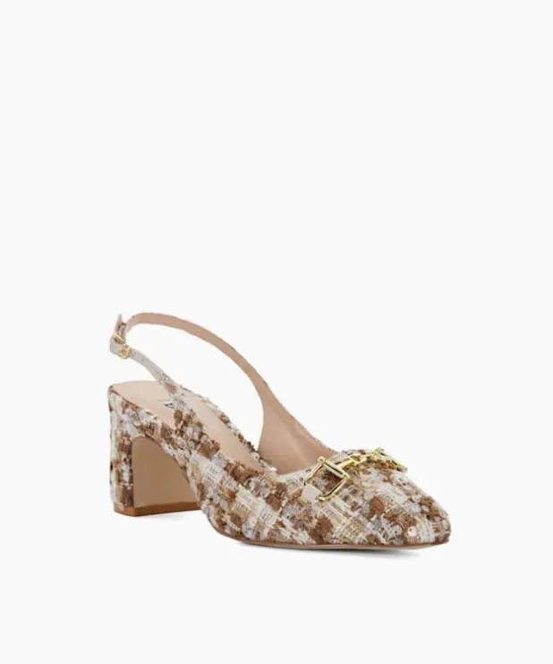 Dune London Heels Women Brand Snaffle BlockHeeled Slingback Courts Neutral