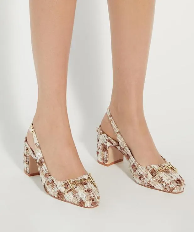 Dune London Heels Women Brand Snaffle BlockHeeled Slingback Courts Neutral
