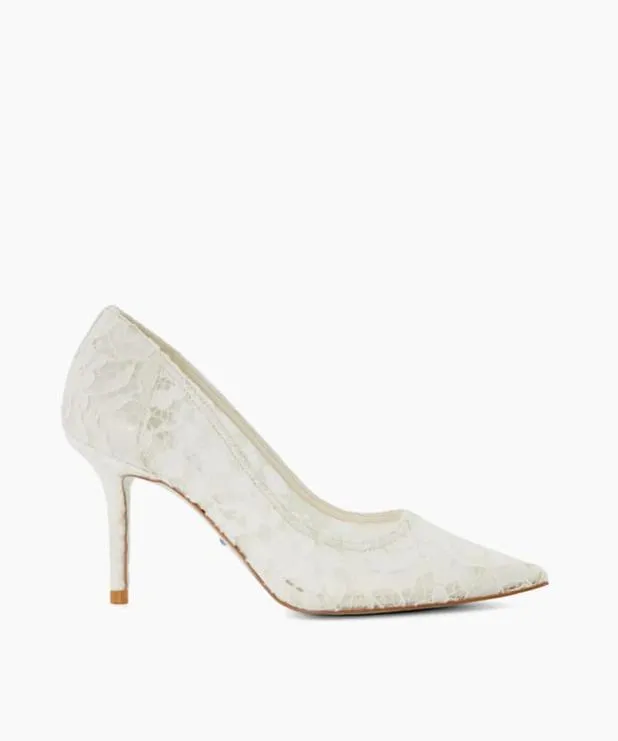Dune London Heels Women Floral Lace Wedding Shoes White
