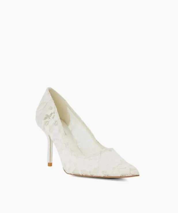 Dune London Heels Women Floral Lace Wedding Shoes White