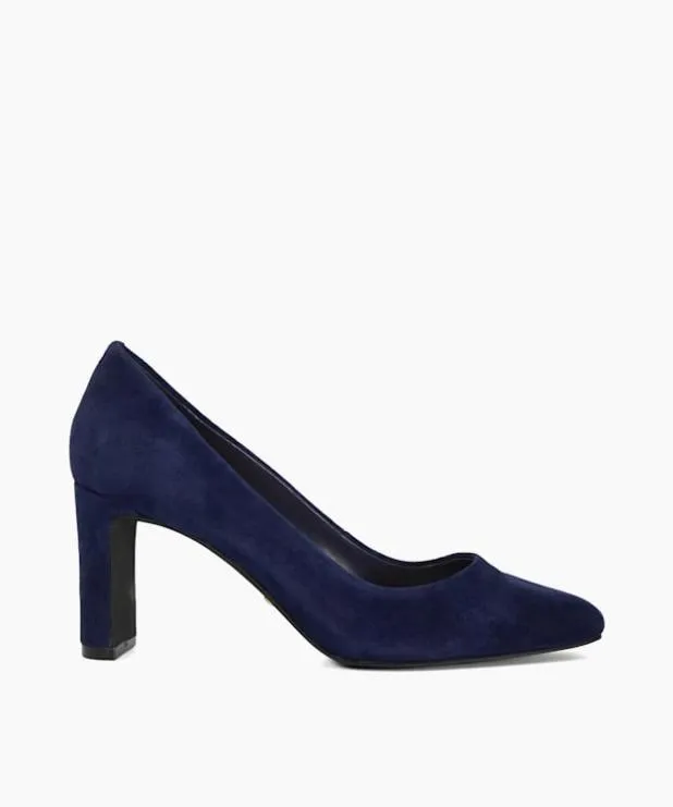 Dune London Heels Women High Block Heel Court Shoes Blue
