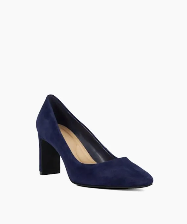 Dune London Heels Women High Block Heel Court Shoes Blue