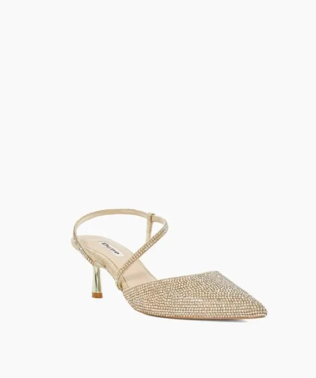 Dune London Heels Women Hotfix Kitten Heel Slingbacks Metallic