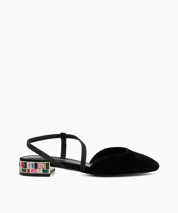 Dune London Heels Women Jewel Embellished Low Heel Slingback Black