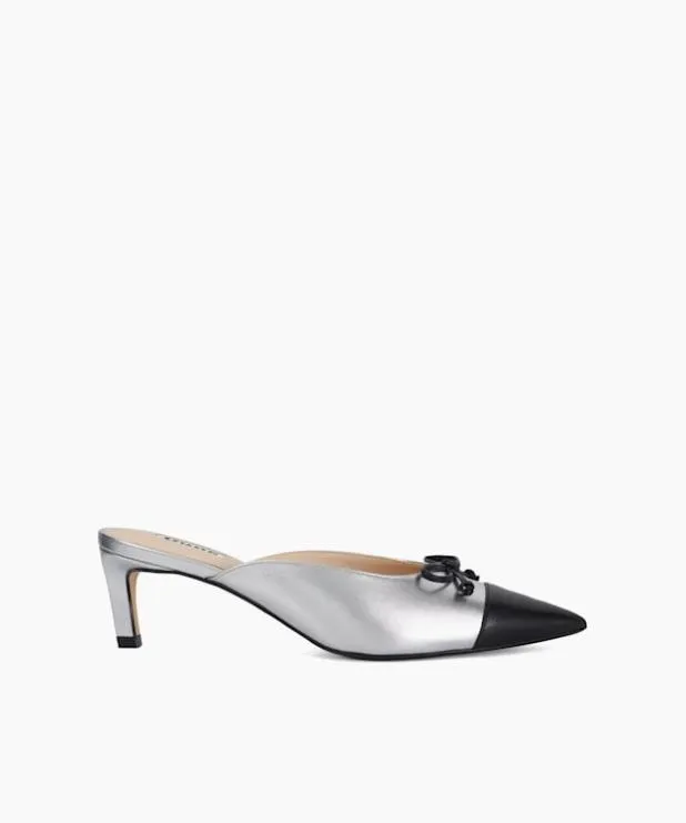 Dune London Heels Women Leather Pointed Toe Slip On Heels Metallic