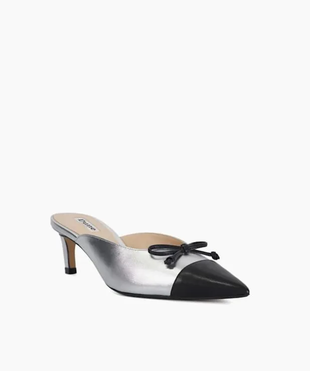 Dune London Heels Women Leather Pointed Toe Slip On Heels Metallic