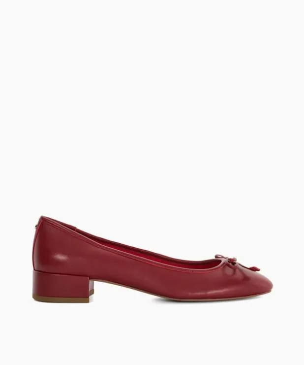 Dune London Heels Women Low Block Heel Ballet Flats Red
