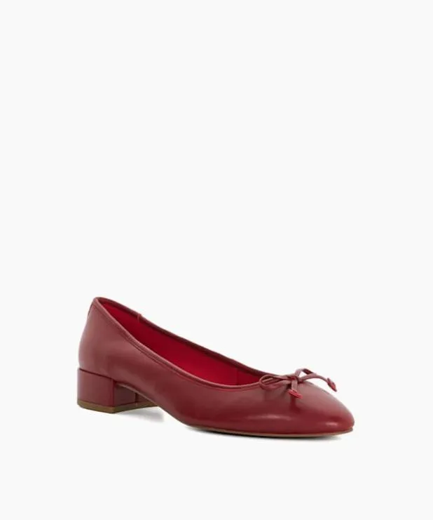 Dune London Heels Women Low Block Heel Ballet Flats Red