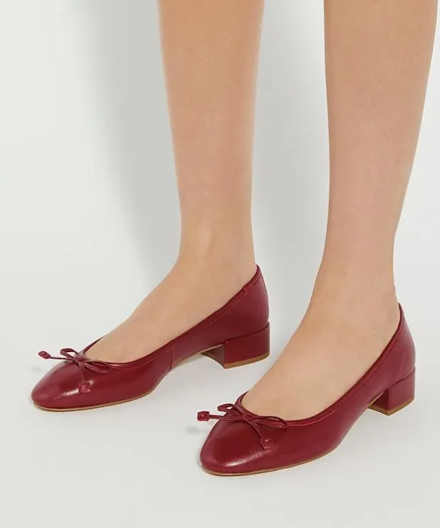 Dune London Heels Women Low Block Heel Ballet Flats Red