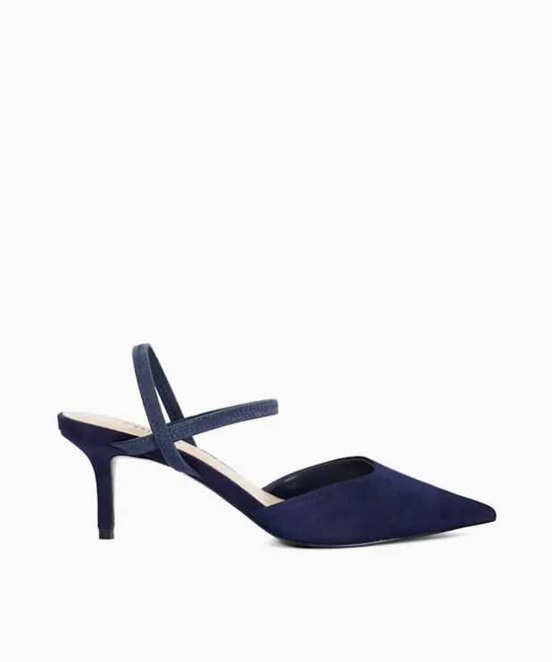 Dune London Heels Women Wide Fit Pointed Courts With Elasticated Straps Blue