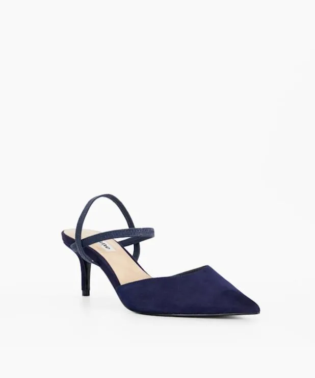 Dune London Heels Women Wide Fit Pointed Courts With Elasticated Straps Blue