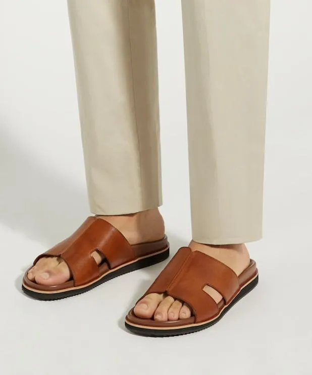 Dune London Leather Sandals Men Leather Sandals Brown