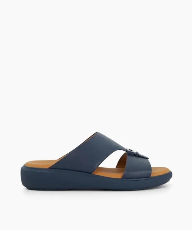 Dune London Leather Sandals Men Open Toe Wedge Sole Slip Ons Blue