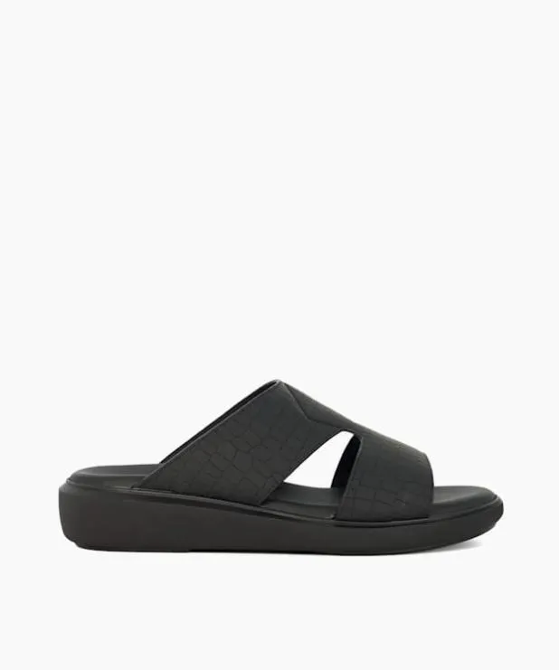 Dune London Leather Sandals Men Slip On Wedge Heel Sandals Black