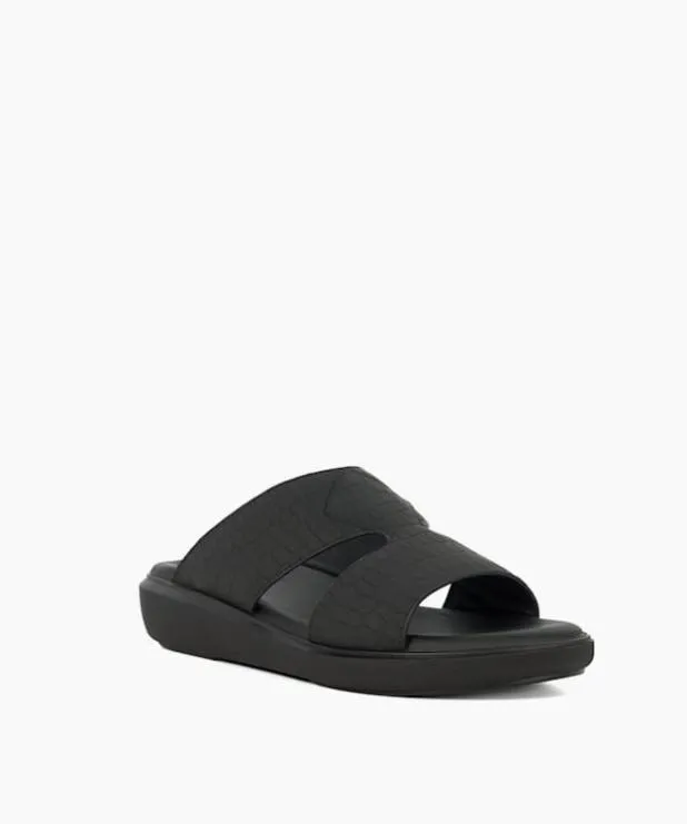 Dune London Leather Sandals Men Slip On Wedge Heel Sandals Black