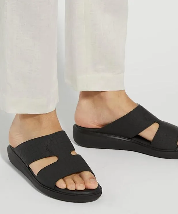 Dune London Leather Sandals Men Slip On Wedge Heel Sandals Black
