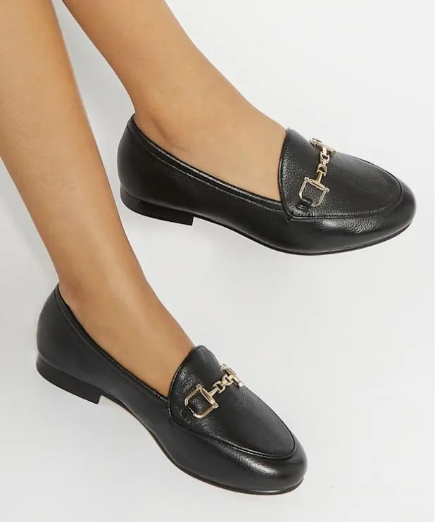 Dune London Loafers Women Almond Toe Buckle Detail Loafers Black