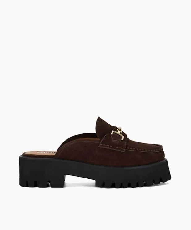 Dune London Loafers Women Chunky Branded Snaffle Trim Backless Loafer Brown