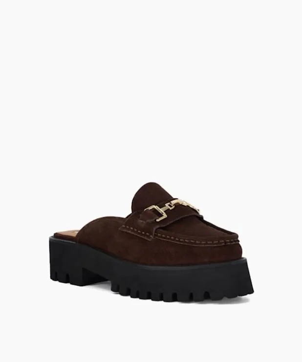 Dune London Loafers Women Chunky Branded Snaffle Trim Backless Loafer Brown