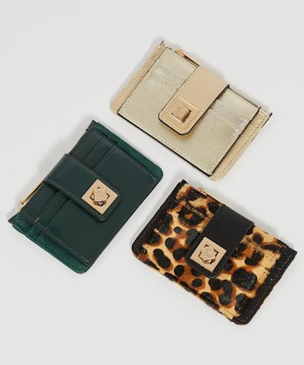 Dune London Purses Women Turn Lock Cardholder Wallet Metallic