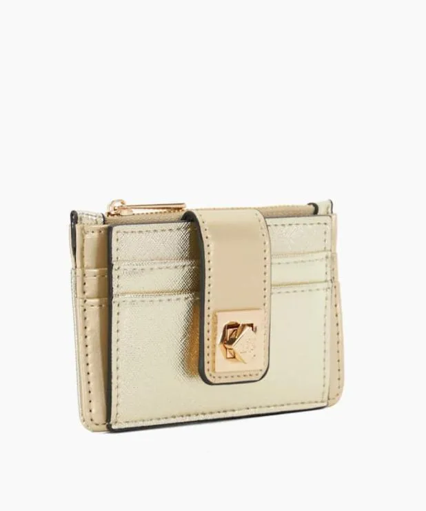 Dune London Purses Women Turn Lock Cardholder Wallet Metallic