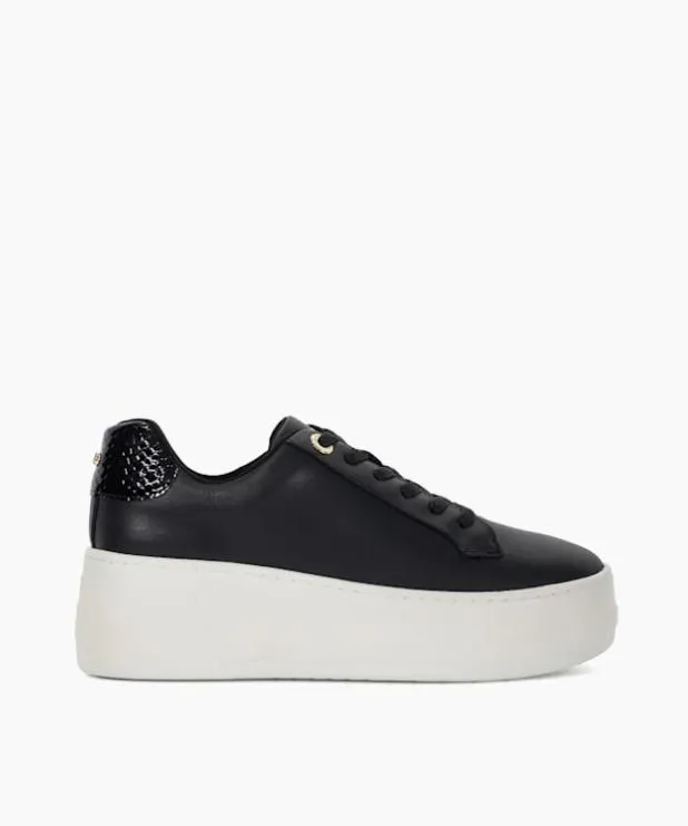 Dune London Trainers Women Leather Flatform Trainers Black Leather