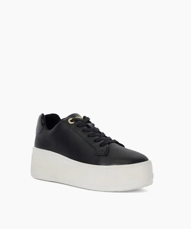Dune London Trainers Women Leather Flatform Trainers Black Leather